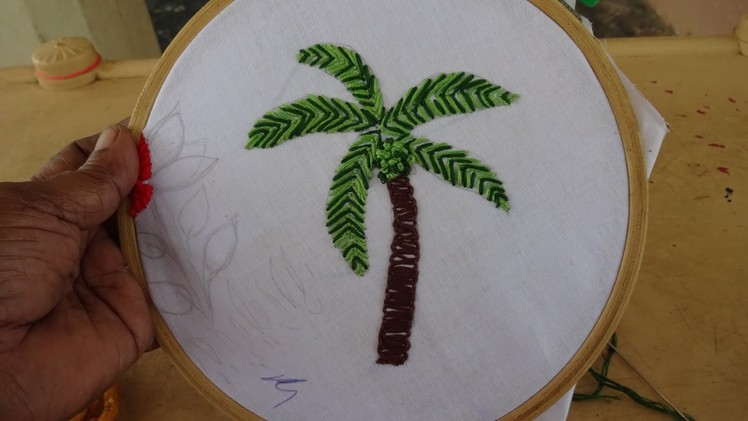 Hand Embroidery Video: Coconut Tree Stitching by Amma Arts