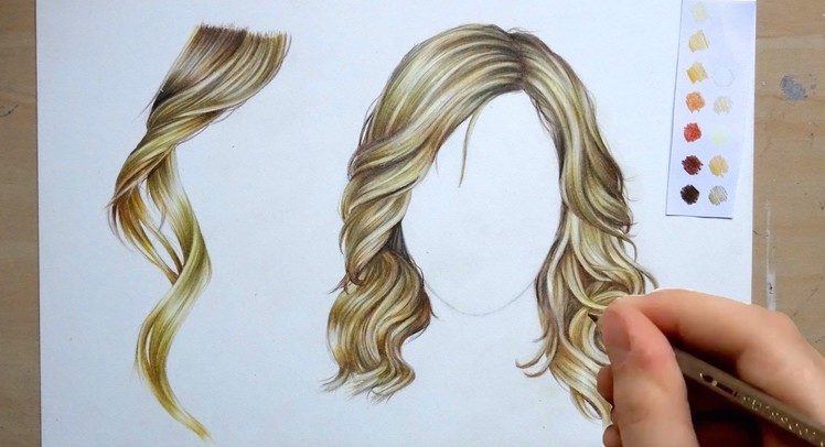 How to draw and colour Hair : pencil tutorial