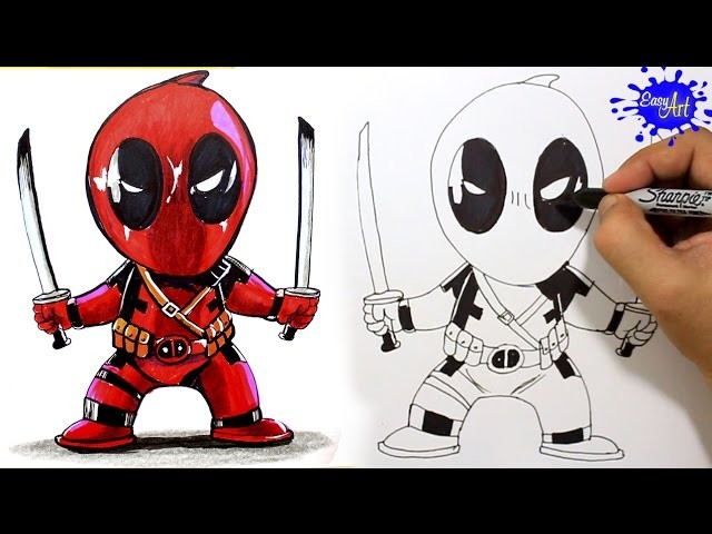 How to Draw Deadpool Step by Step. Como Dibujar a Deadpool paso a paso ...