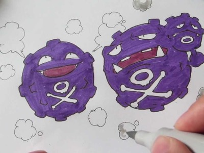 How to draw Pokemon: No. 109 Koffing, No.110 Weezing