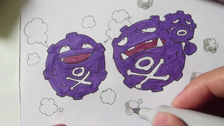 How to draw Pokemon: No. 109 Koffing, No.110 Weezing