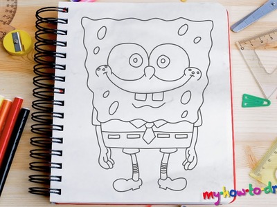 How to draw Spongebob Squarepants - Easy step-by-step drawing lessons for kids