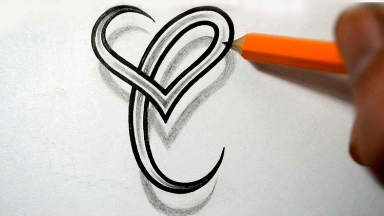 Initial C and Heart Combined Together - Celtic Weave Style - Letter Tattoo Design