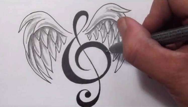 Music Tattoos - Designing a Treble Clef With Wings