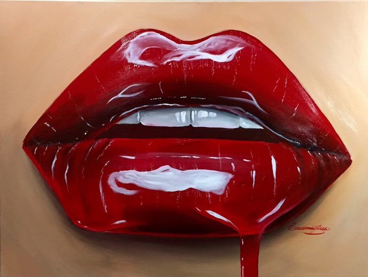 Painting Realistic Cherry Red Lips