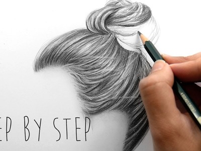 Step by Step | How to draw shade realistic hair bun with pencils | Emmy Kalia