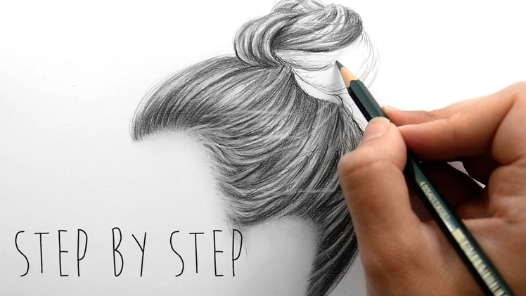 Step by Step | How to draw shade realistic hair bun with pencils | Emmy Kalia