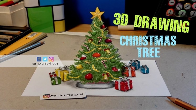 3D Christmas tree drawing