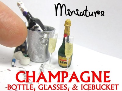Champagne, Icebucket and Glasses Polymer Clay Dollhouse Miniature Tutorial DIY