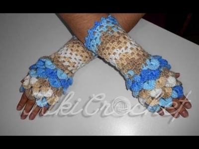 Crochet Crocodile Stitch Fingerless Gloves