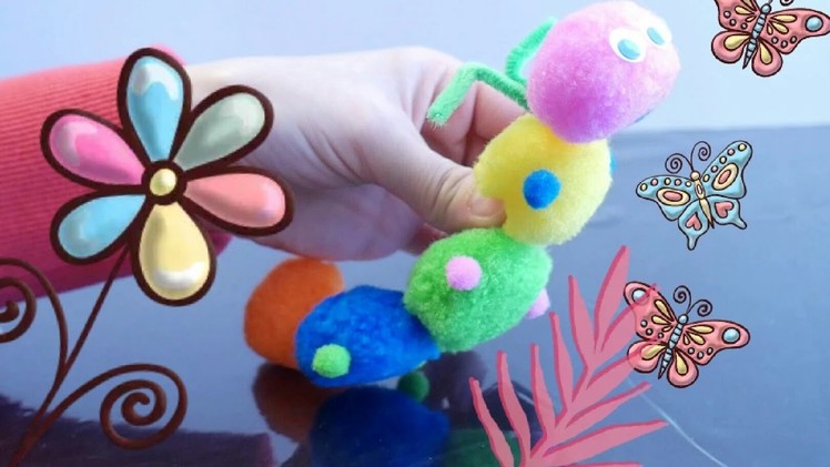 DIY Cute Pom Pom Caterpillar Craft | Super Easy & Fast Kids Pom Pom Craft