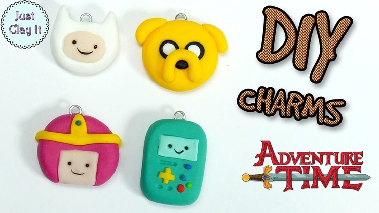 DIY Polymer clay ADVENTURE TIME charms! How to make Finn, Jake, Princess Bubblegum and BMO charms