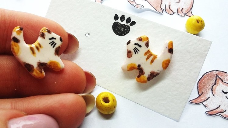 Easy Earrings Cats | DIY - Polymer Clay Tutorial