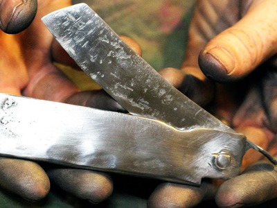 How to make a Japanese pocket knife from rebar - forging a knife for beginners - Higonokami knife