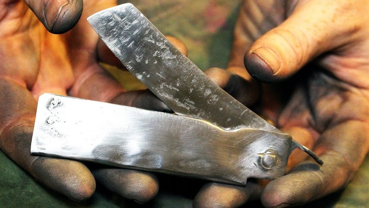 How to make a Japanese pocket knife from rebar - forging a knife for beginners - Higonokami knife