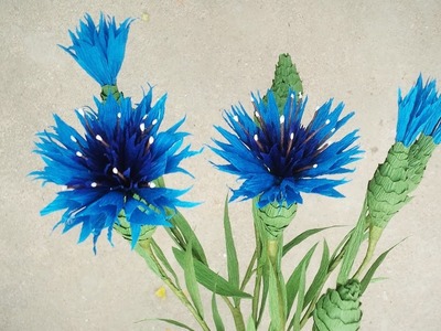 How To Make Cornflower From Crepe Paper - Craft Tutorial