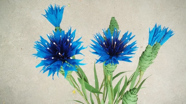 How To Make Cornflower From Crepe Paper - Craft Tutorial