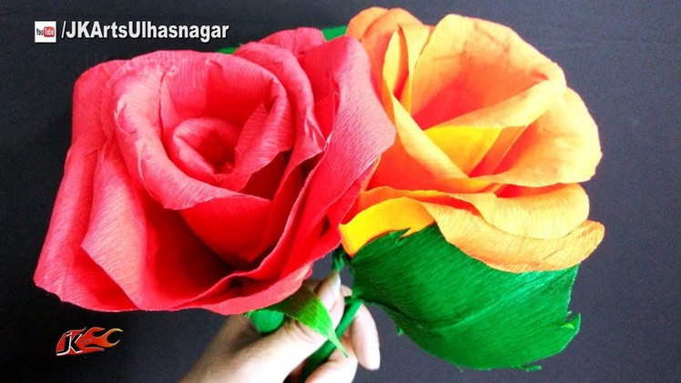 How to make Giant Crepe Paper Rose Flower | DIY Valentine's Day Gift Idea | JK Arts 1153