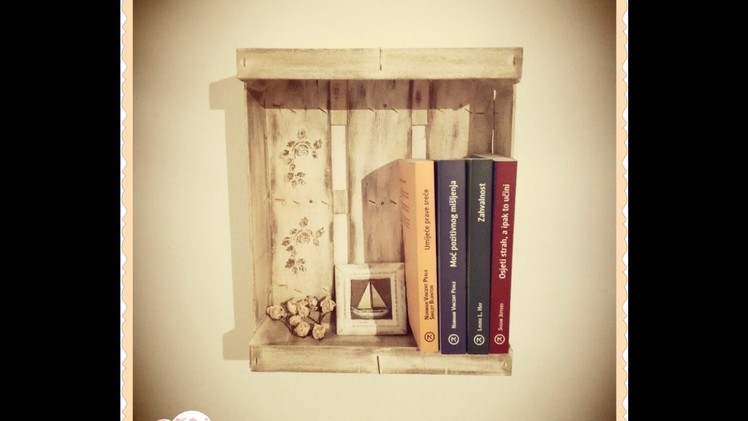 Wooden fruit box - wall book shelves DIY decoupage vintage shabby furniture ideas decorations craft