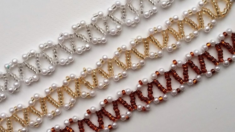 Beginner DIY jewelry tutorial. 3 beautiful seed beads and pearl beads bracelets