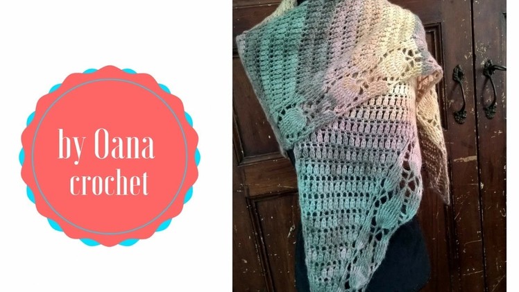 Crochet leaf shawl- by Oana