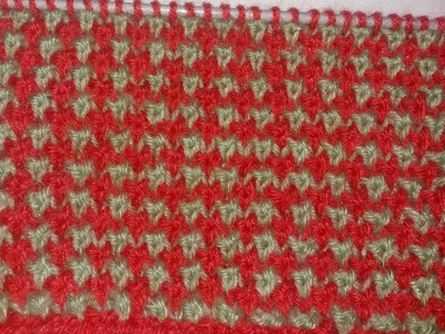Double Colour Design | B Stitch Pattern | HINDI | Easy Knitting