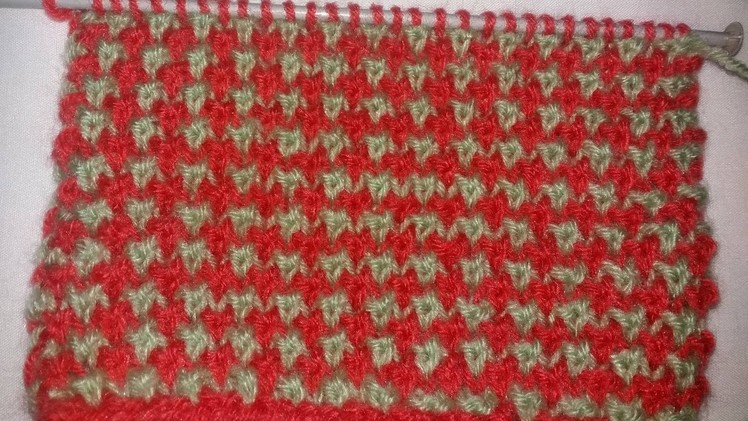 Double Colour Design | B Stitch Pattern | HINDI | Easy Knitting