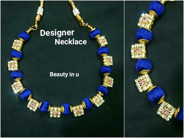 How to make Designer Silk Thread Necklace at Home | Tutorial