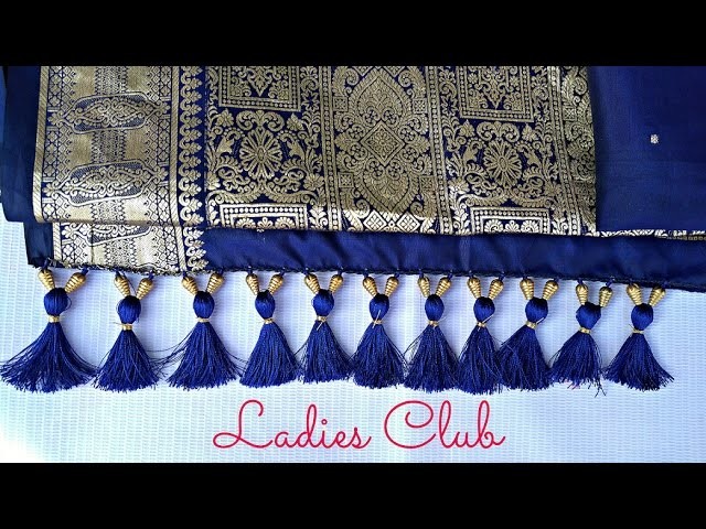 How to make Saree Kuchu with Crystals and Beads Design - 1 I Detailed Tutorial