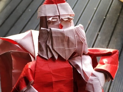 Origami Santa Clause With Present & Sack. Naoki Takeda. HAPPY NEW YEAR!