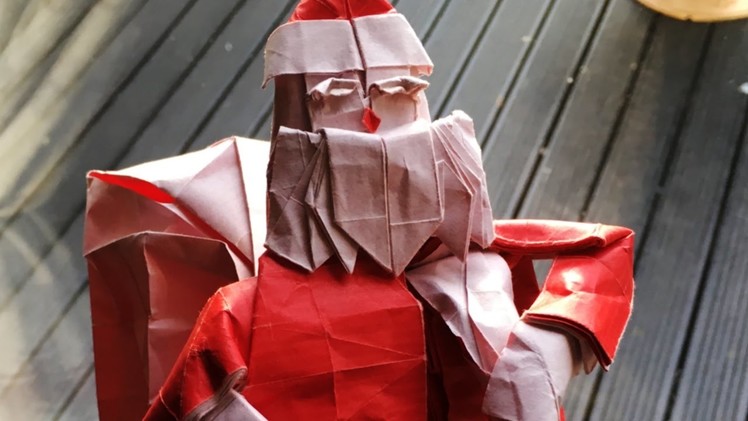 Origami Santa Clause With Present & Sack. Naoki Takeda. HAPPY NEW YEAR!