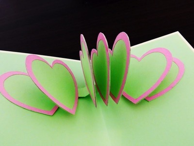 Pop up card (heart to heart) - how to make a greeting card with pop up connected hearts - EzyCraft