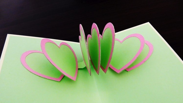 Pop up card (heart to heart) - how to make a greeting card with pop up connected hearts - EzyCraft