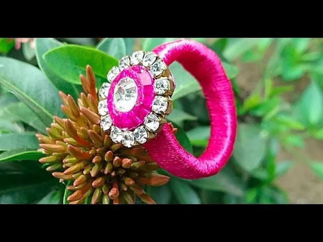 Silk thread party wear ring making I how to make quilling paper finger ring