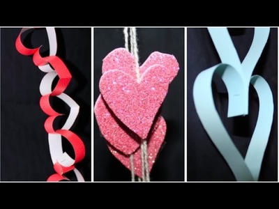 3 DIY heart chains for valentines day room decor | Dorm decor | Valentine's day gift | Paper craft
