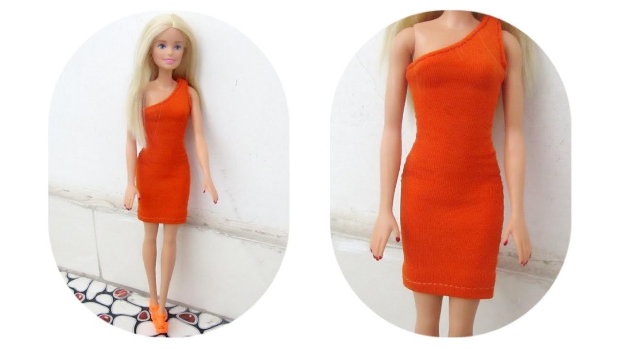 DIY How to Make a Doll Dress (Easy). May đồ cho búp bê: handmade váy đầm ôm đơn giản. Ami DIY