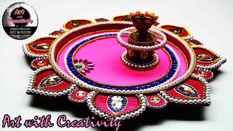 DIY : How to make Decorated Thali | Handmade thali | puja thali | Art with Creativity 119