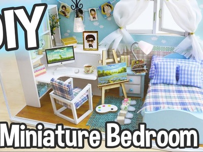 DIY Miniature Dollhouse Kit Cute Bedroom Roombox with Working Lights!. Relaxing Crafts