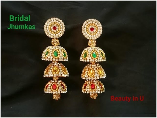 How to make Bridal Jhumkas at Home | Silk Thread Earrrings | Tutorial