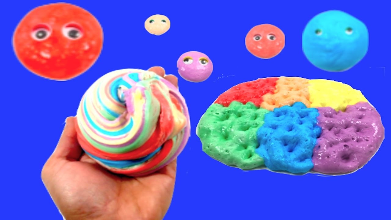 How To Make Fluffy Rainbow Slime Without Borax,Detergent or Liquid Starch!! DIY Bubble Gum Slime