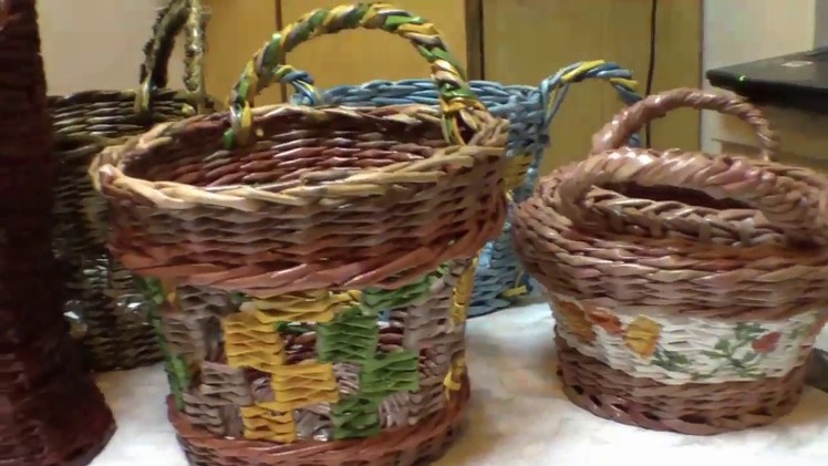 How to weave holders for a paper basket.  Part 6.1.
