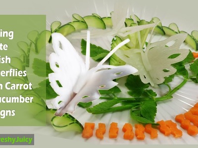 Making White Radish Butterflies With Carrot & Cucumber Designs - How To Make Butterfly