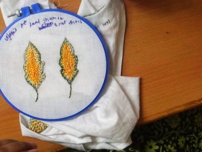 Basic Embroidery Leaf stitch for beginners - Chain with Net stitch