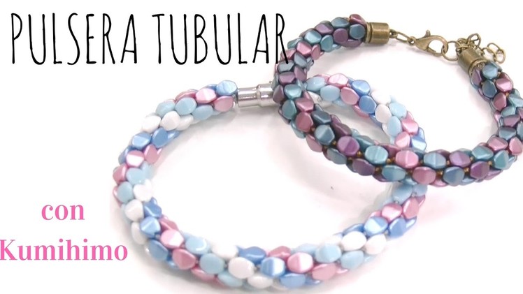 Beading Ideas - Pinch Beads Tubular bracelet using Kumihimo