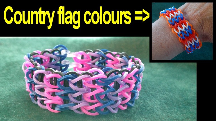 Beading4perfectionists : Loom with rubber bands #2 Making a flag bracelet