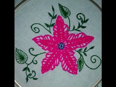 Beautiful embroidery flower and leaves