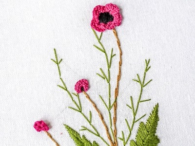 Brazilian Embroidery | Stitching Flower Design by Hand | HandiWorks #98