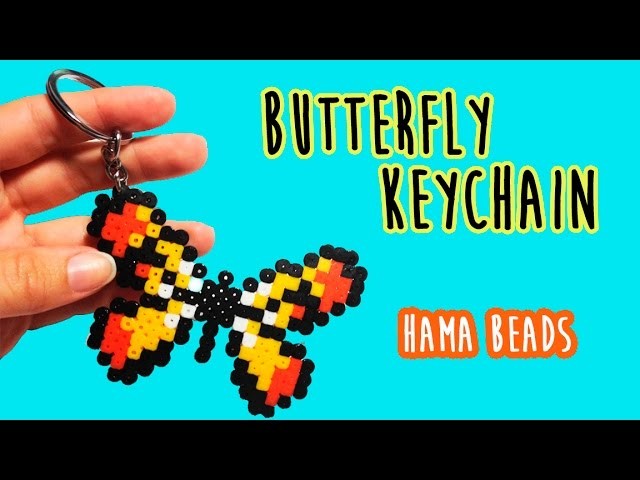 Butterfly keychain with Hama beads (Perler beads)