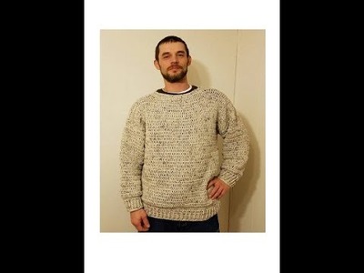 CROCHET How To #Crochet Simple Mens Pullover Sweater Size L, XL, 2XL  TUTORIAL #359