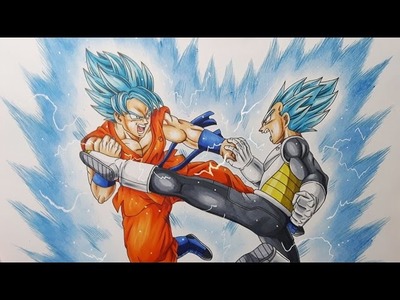 Drawing Goku VS Vegeta - Super Saiyan Blue